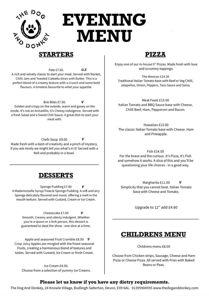 Evening Menus 1